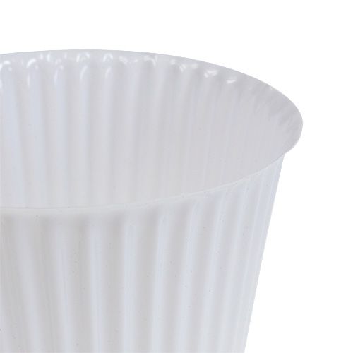 Floristik24 Pot with grooves made of plastic Ø10cm H8cm white 25pcs