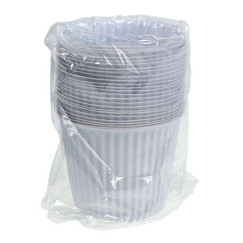 Floristik24 Pot with grooves made of plastic Ø10cm H8cm white 25pcs
