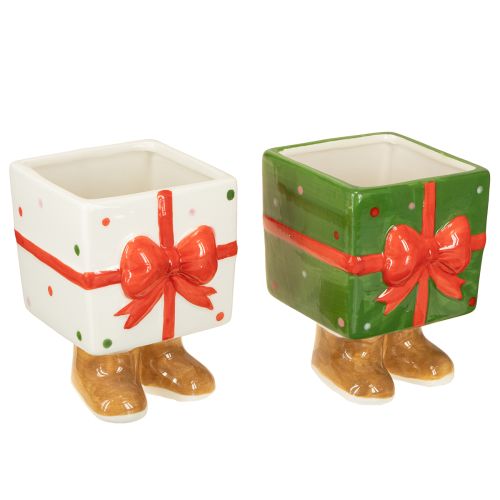 Ceramic Christmas decoration planter gift design with cute feet