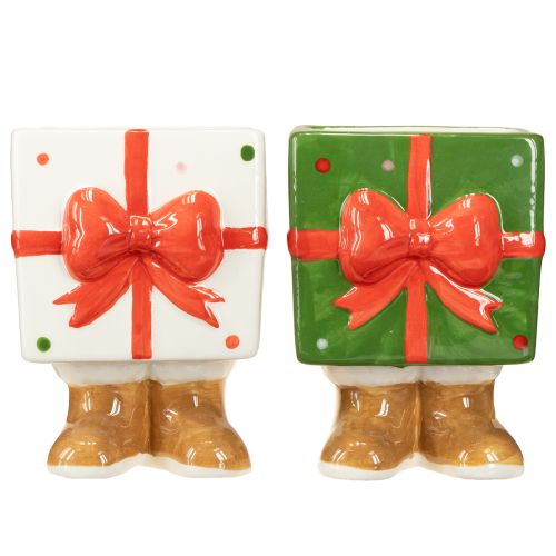 Product Ceramic Christmas decoration planter gift design with cute feet