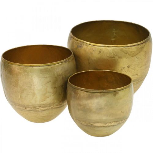 Decorative vases brass look metal vases Ø17.5/15/13cm set of 3
