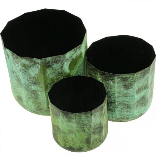 Floristik24 Planter green metal flowerpot Ø26cm/20cm/16cm set of 3