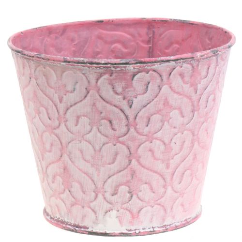 Floristik24 Galvanized pink plant pot, washed white Ø13cm H10.5cm