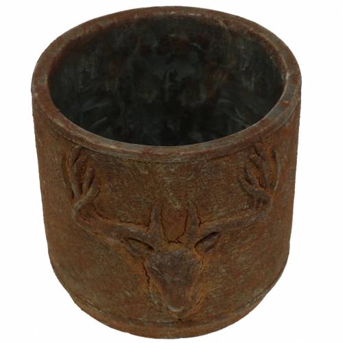 Floristik24 Plant pot rust patina with deer head Ø13.5cm H13cm