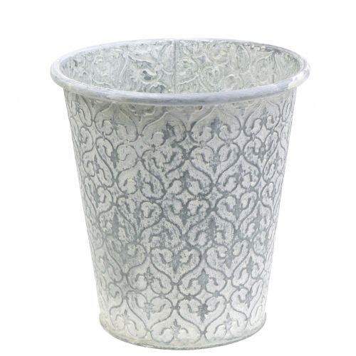 Floristik24 Zinc pot with decor cream washed Ø19cm H20cm