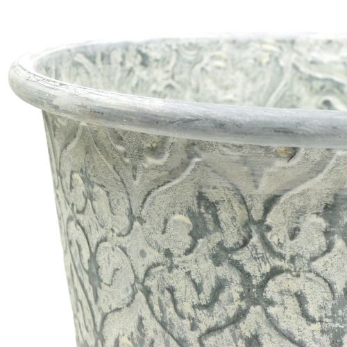 Floristik24 Zinc pot with decor cream washed Ø19cm H20cm