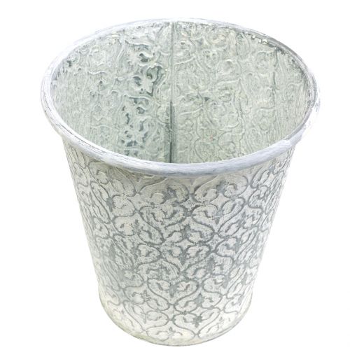Floristik24 Zinc pot with decor cream washed Ø19cm H20cm
