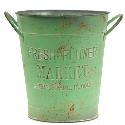 Floristik24 Zinc Bucket Antique Green Ø20.5cm H22.5cm