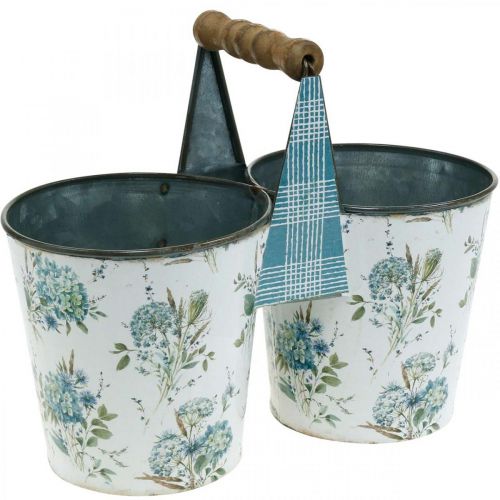 Floristik24 Double flowerpot summer decoration metal planter with handle vintage look Ø11.5cm