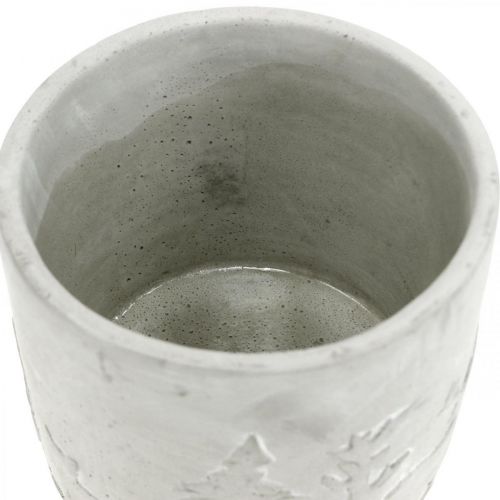 Floristik24 Planter with forest motif, winter decoration, planter made of concrete, Advent Ø12.5cm H11cm