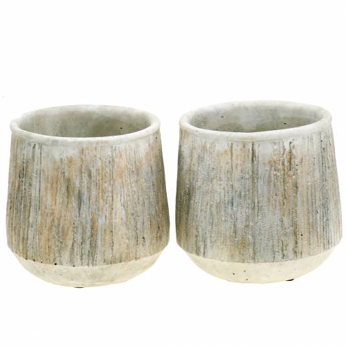Floristik24 Planter nature striped heavy Ø14cm 2 pieces