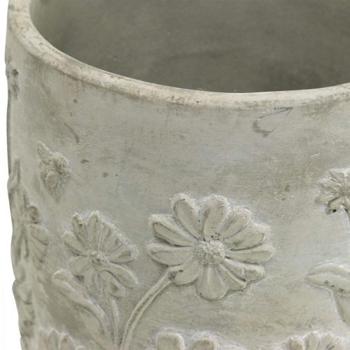 Floristik24 Planter concrete with flower pattern planter Ø12.5cm H11cm 3pcs