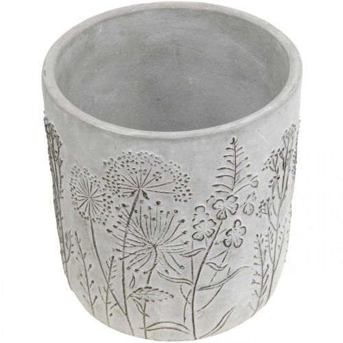 Floristik24 Concrete flower pot white with relief flowers vintage Ø16cm