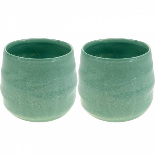 Floristik24 Ceramic pot, plant bowl, corrugated ceramic pot Ø16cm 2pcs