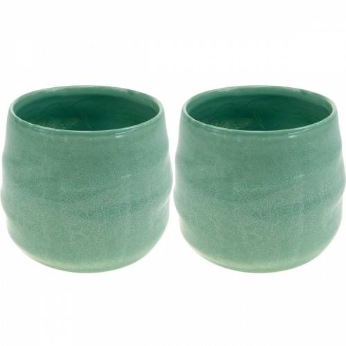 Floristik24 Ceramic pot, plant bowl, corrugated ceramic pot Ø16cm 2pcs