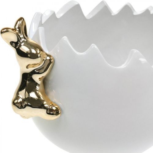Easter bowl decorative bowl ceramic egg white golden rabbit 2pcs