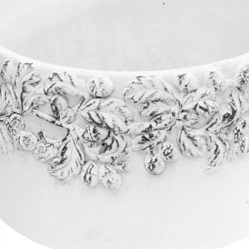 Floristik24 Planters with acorns and leaves, ceramic planter green, white, gray Ø17cm H9.5cm set of 3