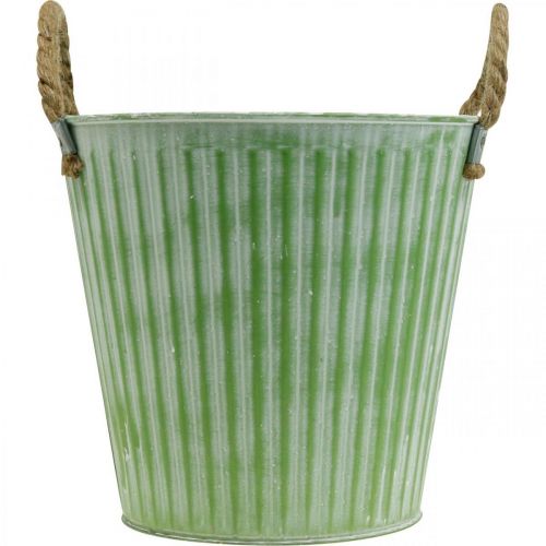Product Plant bucket, metal pot with handles, decorative planter for planting pink/green/yellow shabby chic Ø12cm H10cm set of 3