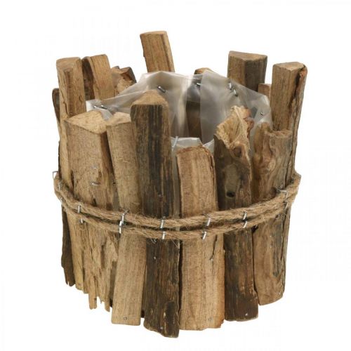 Flowerpot wooden planter rustic natural H11.5cm Ø9cm