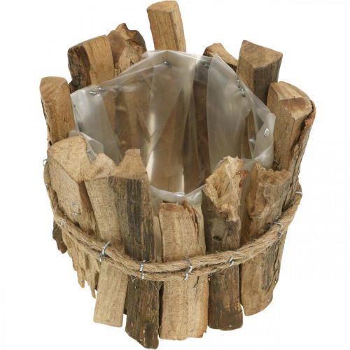 Floristik24 Flowerpot wooden planter rustic natural H11.5cm Ø9cm