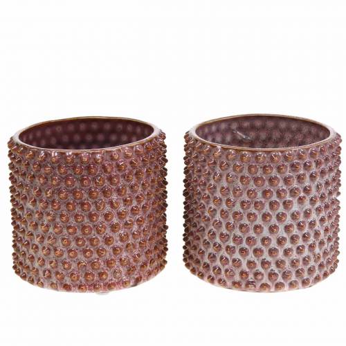 Flower pot pink, white Ø11cm H10cm 2pcs