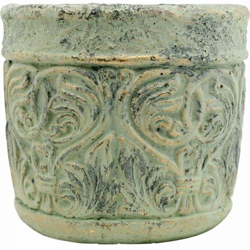 Floristik24 Plant pot antique look green, gold flower pot concrete Ø9.5cm H10.5cm