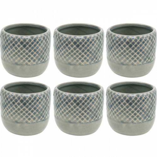 Floristik24 Mini planter, ceramic lantern, plant pot, ceramic decoration with basket pattern Ø8.5cm 6pcs