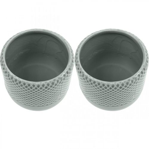 Floristik24 Planter with braided pattern, ceramic cachepot, ceramic pot Ø16cm 2pcs