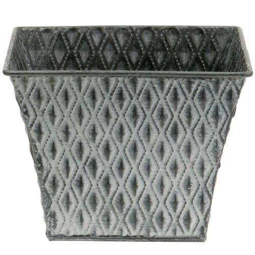Zinc pot with diamond pattern H15cm