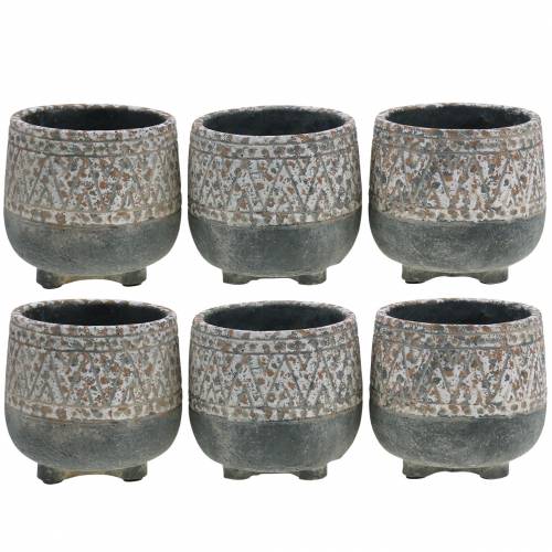 Floristik24 Plant pot antique concrete gray / white Ø11cm H10.5cm 6pcs