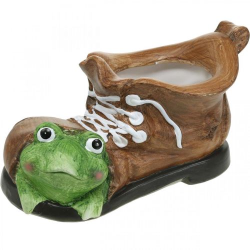 Decorative planter, shoe with frog, ceramic 30×18cm H15cm