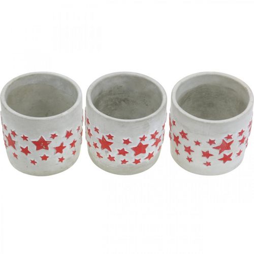Product Ceramic decoration star pattern, planter, concrete look, Advent decoration Ø10.5cm H9.5cm 3pcs