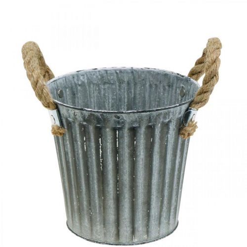 Floristik24 Metal pot for planting, cachepot, plant bowl with handles Ø18cm