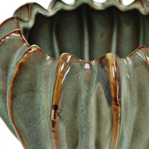 Floristik24 Ceramic pot, artful planter, planter turquoise, beige, brown Ø11.5cm H9cm 2pcs