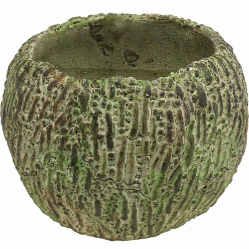Product Concrete planter, antique look, green and brown, round plant pot, Ø15.5cm