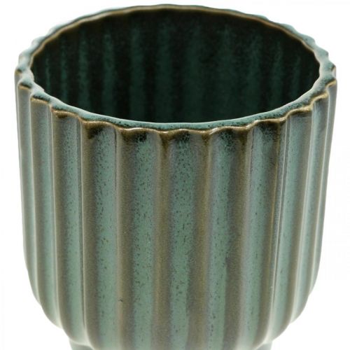 Floristik24 Mini flower pot, ceramic planter, corrugated planter green, brown Ø8cm H8.5cm