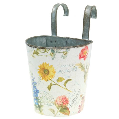 Plant pot with flower design for hanging H14.5cm