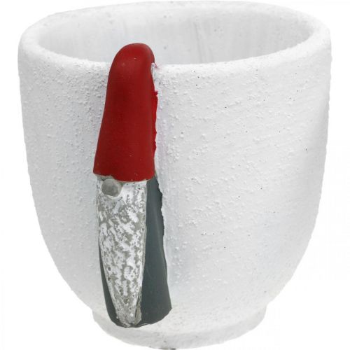 Product Christmas pot with gnome, advent decoration, concrete planter white, red Ø8cm H12.5cm 2pcs