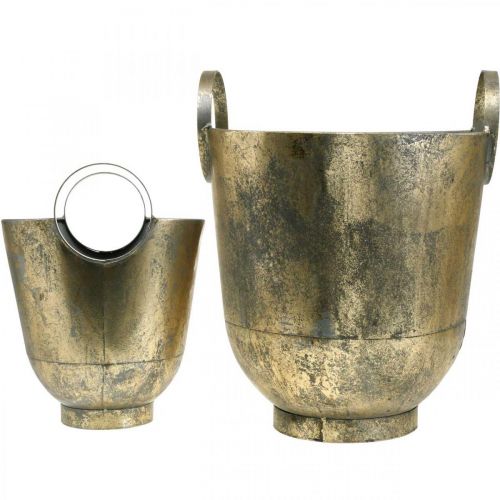 Floristik24 Antique planter with handles Decorative pot metal Ø31 / 25cm, set of 2
