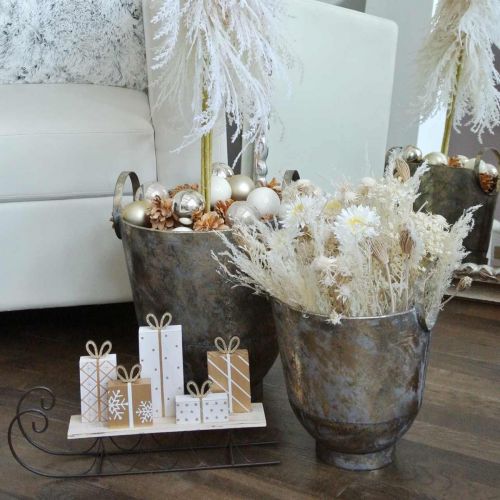 Floristik24 Antique planter with handles Decorative pot metal Ø31 / 25cm, set of 2