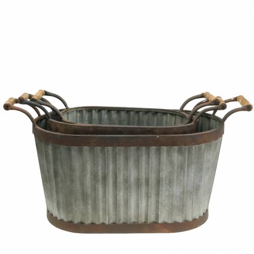 Floristik24 Planter with handles oval metal 45/50/60cm set of 3