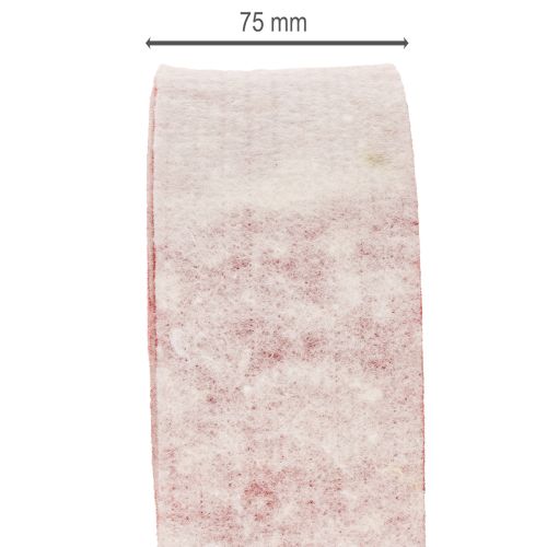 Two-tone pot hinge made of 100% wool as a decorative felt ribbon, white/red, 7.5cm wide, 5m long | Floristik24.ie