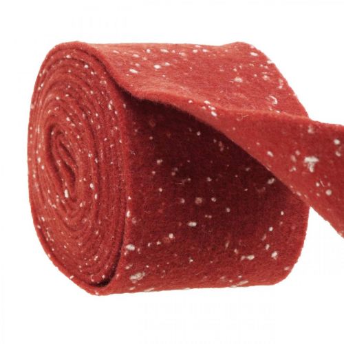 Product Felt ribbon red with dots, deco ribbon, pot ribbon, wool felt rust red, white 15cm 5m