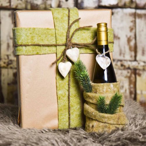 Floristik24 Pot tape felt tape green with dots 15cm x 5m