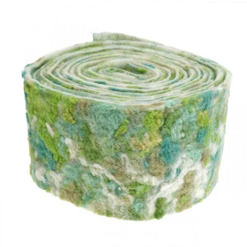 Floristik24 Pot tape, spring decoration, felt tape green, blue, white mottled 15cm 5m