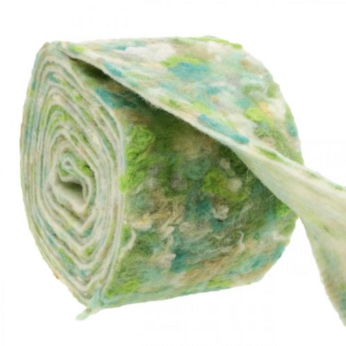 Floristik24 Pot tape, spring decoration, felt tape green, blue, white mottled 15cm 5m