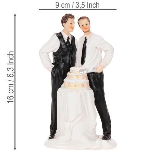 Cake topper of a male couple with cake, 16.5cm | Floristik24.ie