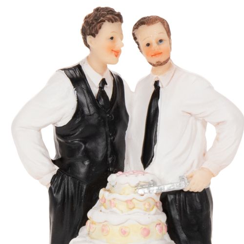 Cake topper of a male couple with cake, 16.5cm | Floristik24.ie