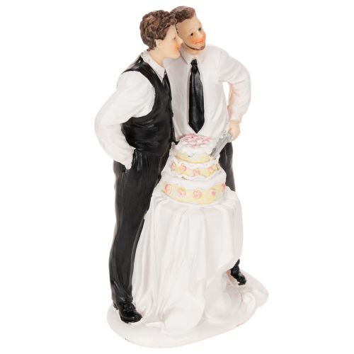 Cake topper of a male couple with cake, 16.5cm | Floristik24.ie