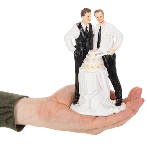 Cake topper of a male couple with cake, 16.5cm | Floristik24.ie